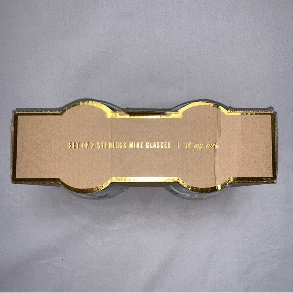 Blessed Seize The Day Painted Wine Glass Set Stemless Gold Painted Floral 16 oz - Picture 5 of 8